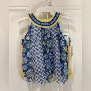 Little Lass Blue and Yellow Floral Dress